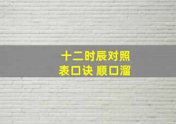 十二时辰对照表口诀 顺口溜